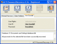 ACT Password Recovery screenshot